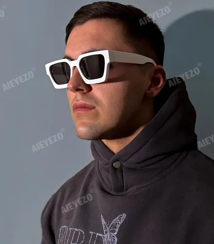 Vista 158 de AIEYEZO Gafas de sol cuadradas para mujeres y hombres, gafas de sol cuadradas con montura gruesa, estilo de diseñador simple