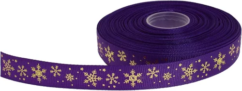 Vista 11 de Cinta de grogrén de copo de nieve con impresión dorada de 25 yardas cada rollo, borde tejido 100% poliéster (3/8 pulgadas, beige)