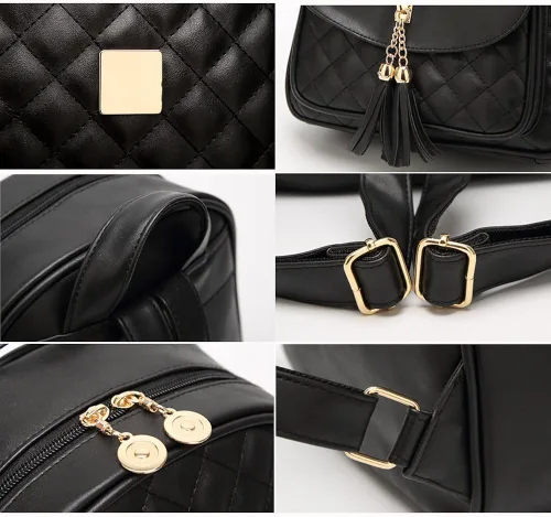 Vista 8 de I IHAYNER - Morral informal de cuero acolchado con diseño simple para mujer