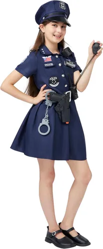 Vista 3 de Spooktacular Creations Police Officer Costume for Girls, Kids Police Costume Cop Dress Outfit Set for Theme Parties