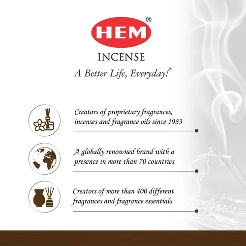 Vista 5 de HEM Incienso de vainilla francesa – Caja de 120 varillas (6 paquetes) – Aroma dulce y acogedor para meditación, yoga, alivio del estrés y refresco