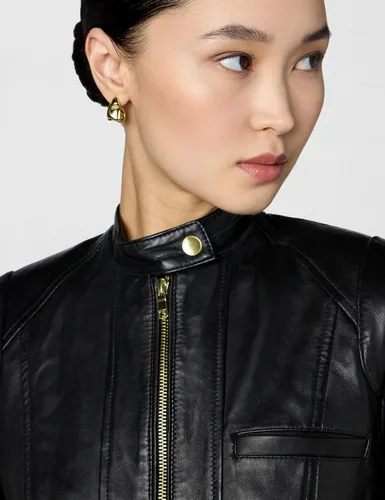 Vista 4 de Cole Haan womens Zip Front Fully Lined Leather Coat