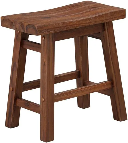 Vista 5 de Boraam Sonoma Taburete Alto Tipo Silla de Montar sin Respaldo para Comedor - Castaño con Acabado Cepillado - Juego de 2