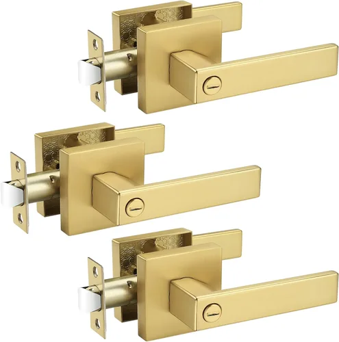 Vista 17 de Probrico - 1 manija inactiva dorada para puerta, moderna, para armario, resistente, para interior, sin giro, reversible para lado derecho e izquierdo
