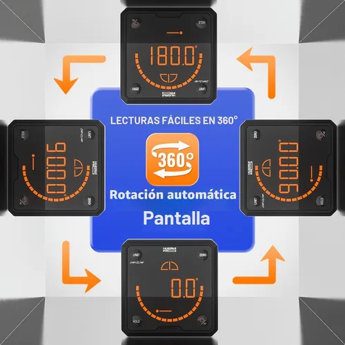 Vista 9 de HueparPro Medidor de Ángulo Digital Buscador de Ángulos Nivel con Base Magnética de Ranura en V y LCD Retroiluminada Regla de Ángulo Medidor
