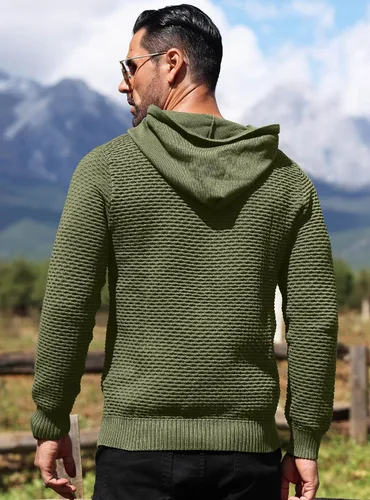 Vista 3 de HYPESTFIT Sudadera con capucha y cordón ajustable para hombre