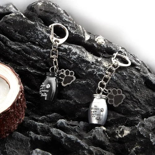 Vista 5 de Sasylvia Llavero de urna para mascotas, llavero para cenizas de mascotas, joyería de cremación de recuerdo de perros, joyería de acero inoxidable