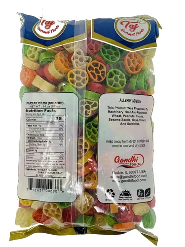 Vista 3 de TAJ Gourmet Farfar Fryums (tubo de pellets de trigo), 14.11 oz (Okra)