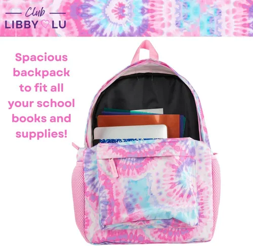 Vista 5 de CLUB LIBBY LU Mochila para niñas, 16 pulgadas, Multi, Tinte anudado pastel