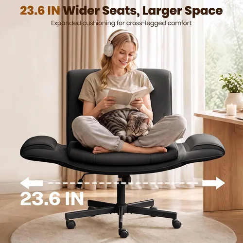 Vista 8 de Silla de oficina Criss Cross, reposabrazos y ruedas ajustables Negro