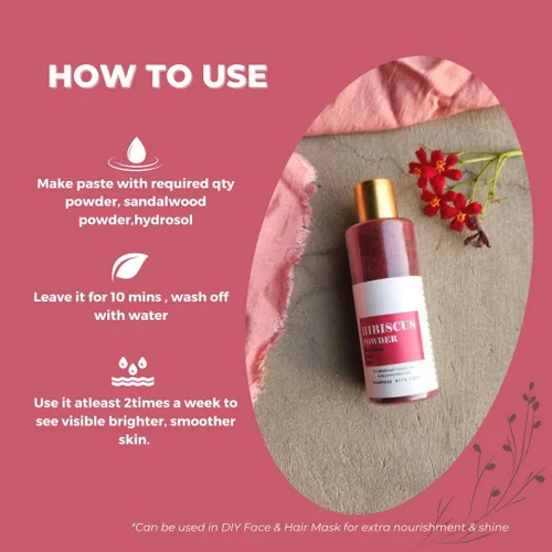 Vista 3 de Generic Polvo de hibisco, hibisco en polvo para la cara, polvo de hibisco puro y natural, ideal para mascarilla capilar y paquete facial -1.76 oz