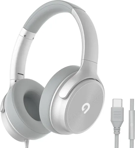 Vista 8 de ADOOPE Auriculares con cable USB C de diadema con micrófono, sonido estéreo de alta fidelidad, almohadillas aislantes de ruido, ajuste cómodo