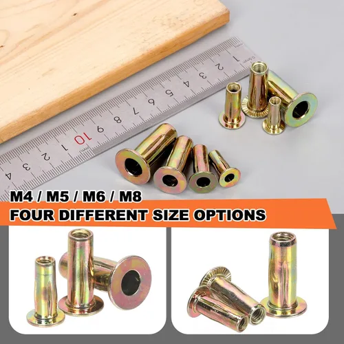 Vista 6 de Tanstic Kit de 34 tuercas remachadoras de agarre múltiple con estuche de almacenamiento, M4 M5 M6 M8 tuerca remachadora de acero al carbono chapada