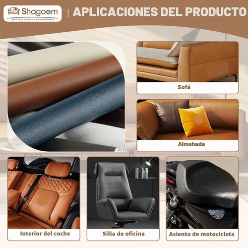 Vista 3 de Shagoom Parche de reparación de cuero, parche de reparación autoadhesivo impermeable, parches de vinilo grandes para sofás, muebles, gabinetes