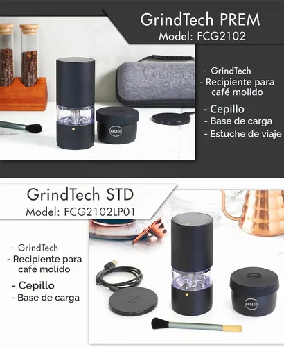 Vista 6 de PALICO GrindTech PREM - Molinillo de café eléctrico recargable portátil, base de carga inalámbrica con tipo C, 20 rebabas cónicas SUS