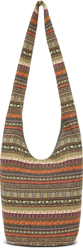 Vista 197 de Bolsa de hombro para mujer, de lona en estilo hippie/bohemio para llevar cruzada al hombro, disponible en diferentes colores y estampados