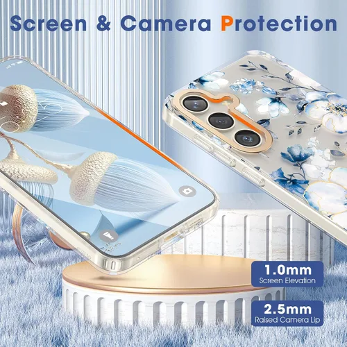 Vista 5 de MILPROX Funda para Samsung Galaxy S25 - Cubierta Slim Fit Floral S-25, Elegante Diseño de Flores Femenino, Carcasa Protectora Linda Ultra-Delgada