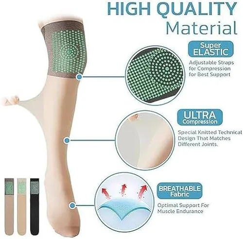Vista 4 de DRALCO Pearl Moon Corrección Iónica Desintoxicación Linfática Medias de seda de tubo largo, Medias de seda iónicas de luna perla