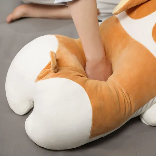 Vista 7 de Peluche Corgi Perro Shiba Inu Almohada de Peluche Animal de Peluche Niños Almohada de Peluche(Corgi, 80cm/31.4in)