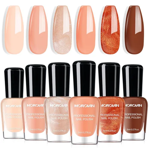 Vista 12 de Morovan Juego de esmalte de uñas degradado: esmalte de uñas de perlas de primavera y verano, esmalte de uñas rosa, azul, morado, secado rápido