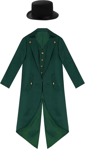 Vista 3 de Alvivi Chamarra retro victoriana renacentista para niños y niñas, pirata, vampiro, steampunk, renacentista