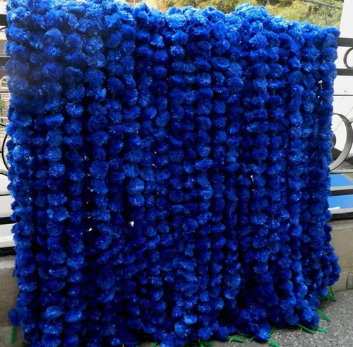 Vista 9 de Guirnalda de caléndula de flores al por mayor india de 4-5 pies Decoración de manto de fiesta de boda india/americana, guirnaldas de imitación