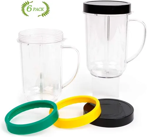 Vista 7 de Vasos de repuesto de 16 onzas para Magic Bullet, 6 piezas/juego de piezas compatibles con batidora Magic Bullet de 250 W MB1001, incluye tazas