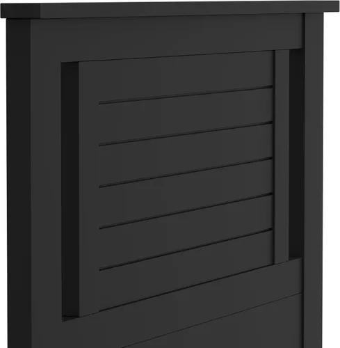 Vista 7 de ComfIQ Serene - Cabecero de panel de madera maciza con puntuación horizontal, tamaño individual, negro, fácil montaje, materiales de calidad