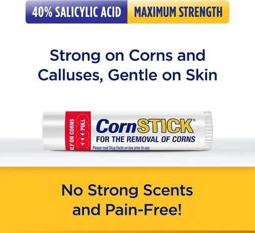 Vista 4 de CornStick Removedor de Callos y Callosidades de Ácido Salicílico de Máxima Potencia en Barra Sólida 0.2 Oz Fuerza máxima - 40% de ácido salicílico
