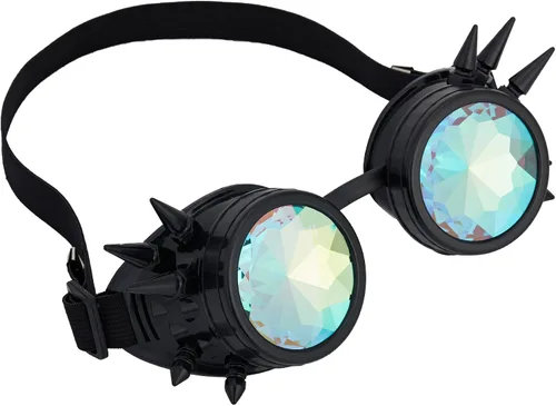 Vista 87 de Gafas caleidoscopio para raves trippy psicodélico steampunk con lentes de cristal de difracción de prisma arcoíris