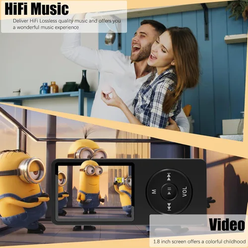 Vista 5 de Reproductor de MP3 con Bluetooth y altavoz, reproductor de música MP3 de 32 GB, extensión de almacenamiento de hasta 128 GB, reproductores MP3