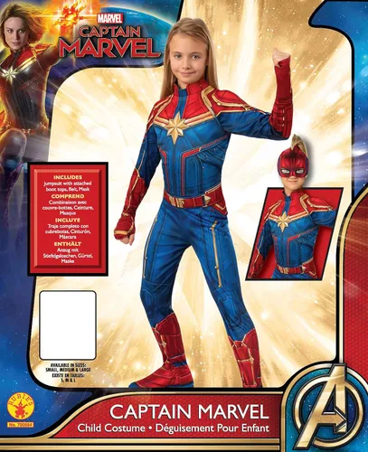 Vista 3 de Captain Marvel Hero Costume Suit, Medium BlueRed
