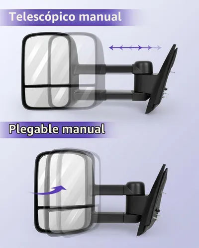 Vista 7 de Espejos de remolque para 2008-2013 para Chevy Silverado GMC Sierra 1500/2500 HD/3500 con un par de lado izquierdo y derecho. Regulación manual. Sin