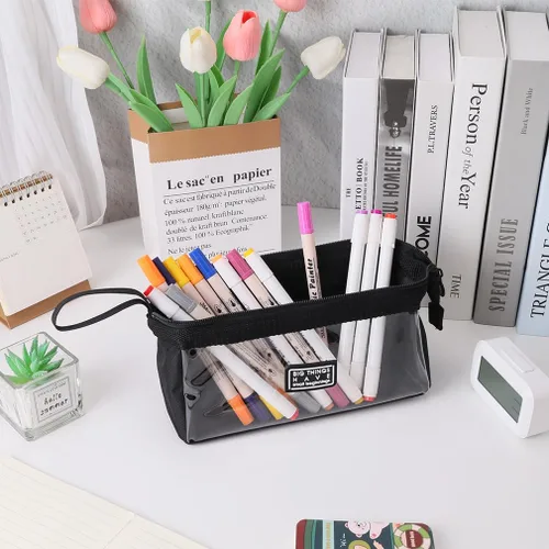 Vista 4 de iSuperb Estuche para lápices de gran capacidad, estuche organizador simple para adultos (negro)
