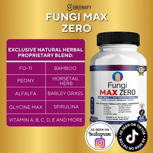 Vista 2 de Suplemento Fungi Max Zero para cabello, uñas y piel. (1)