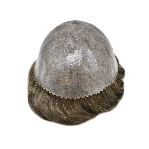 Vista 182 de Toupee para hombre 100% cabello humano real tupé para hombres 0.004 in piel de poliuretano para hombre, sistema de reemplazo de piezas de pelo