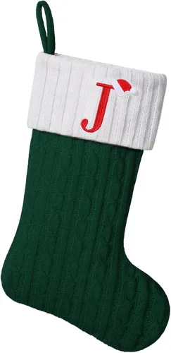 Vista 33 de Medias de Navidad personalizadas de 19 pulgadas con iniciales bordadas, medias de Navidad de punto negro para decoraciones de vacaciones familiares