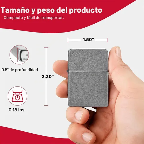 Vista 7 de Zippo Encendedor de bolsillo con placa de plata antigua, resistente al viento y recargable, encendedor de metal abatible, encendedores de bolsillo