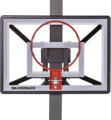 Vista 15 de Aro de baloncesto juvenil Silverback Junior de 33" con tecnología de montaje Lock 'n Rock. Se monta en postes redondos y verticales, color negro