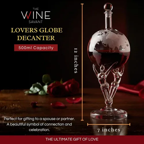 Vista 2 de Decantador de amor, decantador de cristal Romeo y Julieta para el día de San Valentín, para vino y whisky The Wine Savant – 12 pulgadas de alto