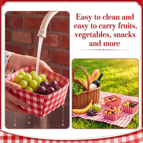Vista 6 de Teling Paquete de 100 cestas de bayas de 1.5 pintas, cajas de bayas grandes Contenedores de productos de 6 pulgadas para fresas, frambuesas, ideales