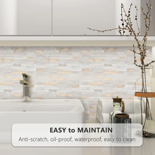 Vista 3 de STICKGOO - Protector contra salpicaduras para despegar y pegar, azulejos de pared de PVC para pegar en el protector contra salpicaduras para cocina