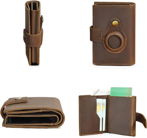 Vista 2 de Grueso caballo loco cuero viaje regalo bolsillo frontal con moneda bolsillo tarjeta caso organizador Rfid cartera para hombres hombres 1694