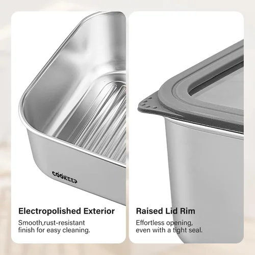 Vista 4 de Recipientes de alimentos de acero inoxidable de 22 oz/22.0 fl oz, recipientes de acero inoxidable con tapas, recipientes para aperitivos, lonchera