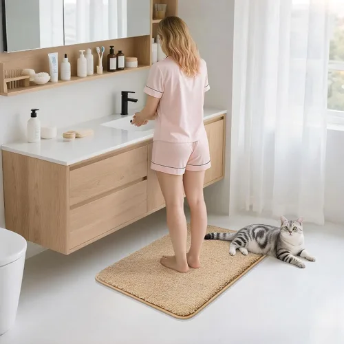 Vista 8 de COSY HOMEER Alfombras extra gruesas para el baño, tapetes de baño antideslizantes, tapete de felpa suave, peludo y 100% micro poliéster, tapete