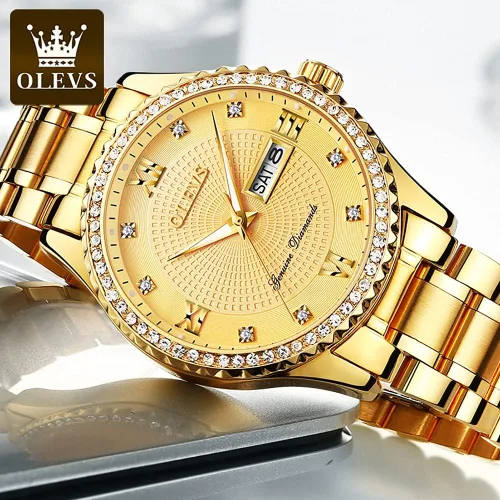 Vista 9 de OLEVS Luxury Gold (Silver) Watches for Men,Men's Stainless Steel Watch with Date,Men's Wrist Watches Waterproof,Classic Dress Watch for Men
