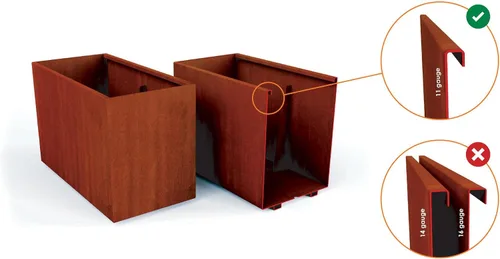Vista 4 de Plantercraft Corten - Maceta rectangular de acero rústico para jardín, 40 pulgadas de largo, 16 pulgadas de ancho y 20 pulgadas de alto, resistente