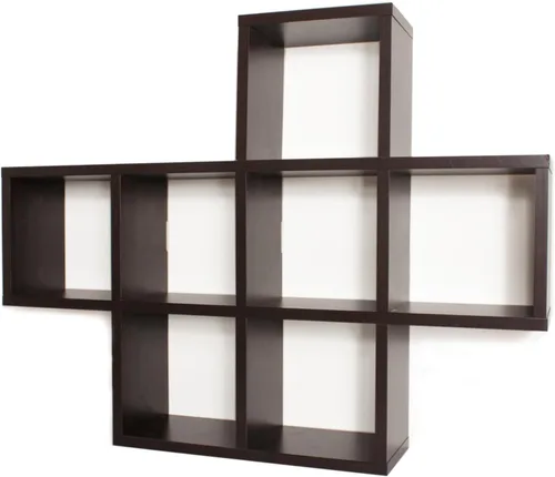Vista 5 de Danya B. XF11056WH Estante decorativo – Montaje en pared o independiente – Estantería cuadrada Cubbies – Laminado blanco