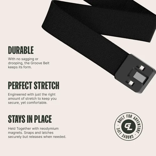 Vista 3 de Groove Life - Cinturón de nailon elástico para hombre con hebilla magnética de aluminio