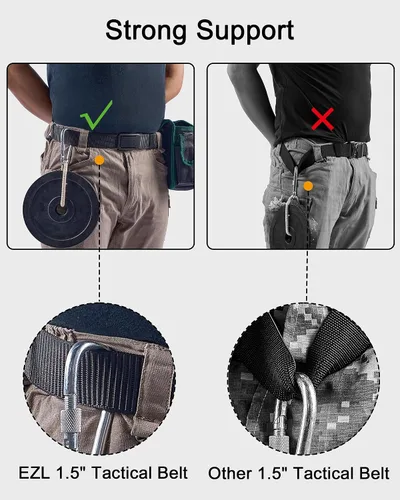 Vista 6 de EZL Ratchet Tactical Belt for Men, 1.5" Nylon Web Duty Belt with Automatic Slide Buckle, Adjustable Trim to Fit